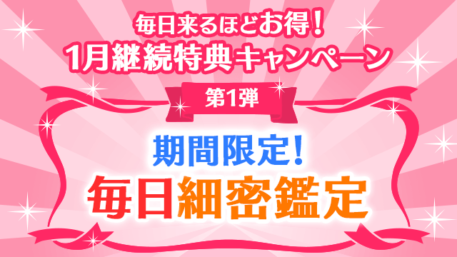 1月第1弾、期間限定！毎日細密鑑定