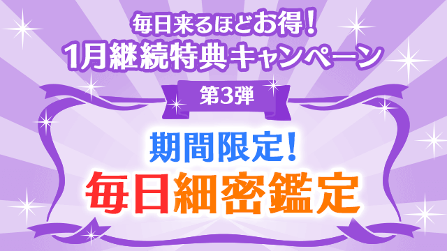 1月第3弾、期間限定！毎日細密鑑定