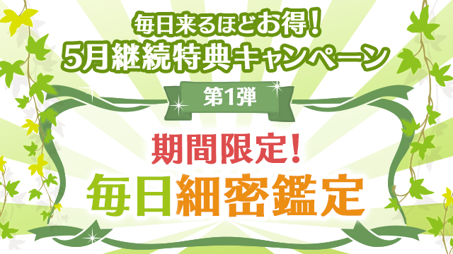 5月第1弾、期間限定！毎日細密鑑定