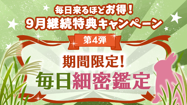 9月第4弾、期間限定！毎日細密鑑定