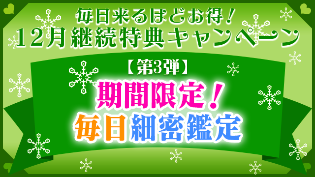 12月第3弾、期間限定！毎日細密鑑定