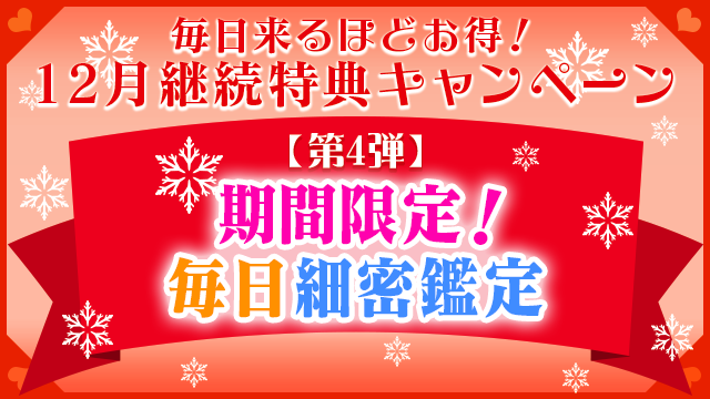 12月第4弾、期間限定！毎日細密鑑定